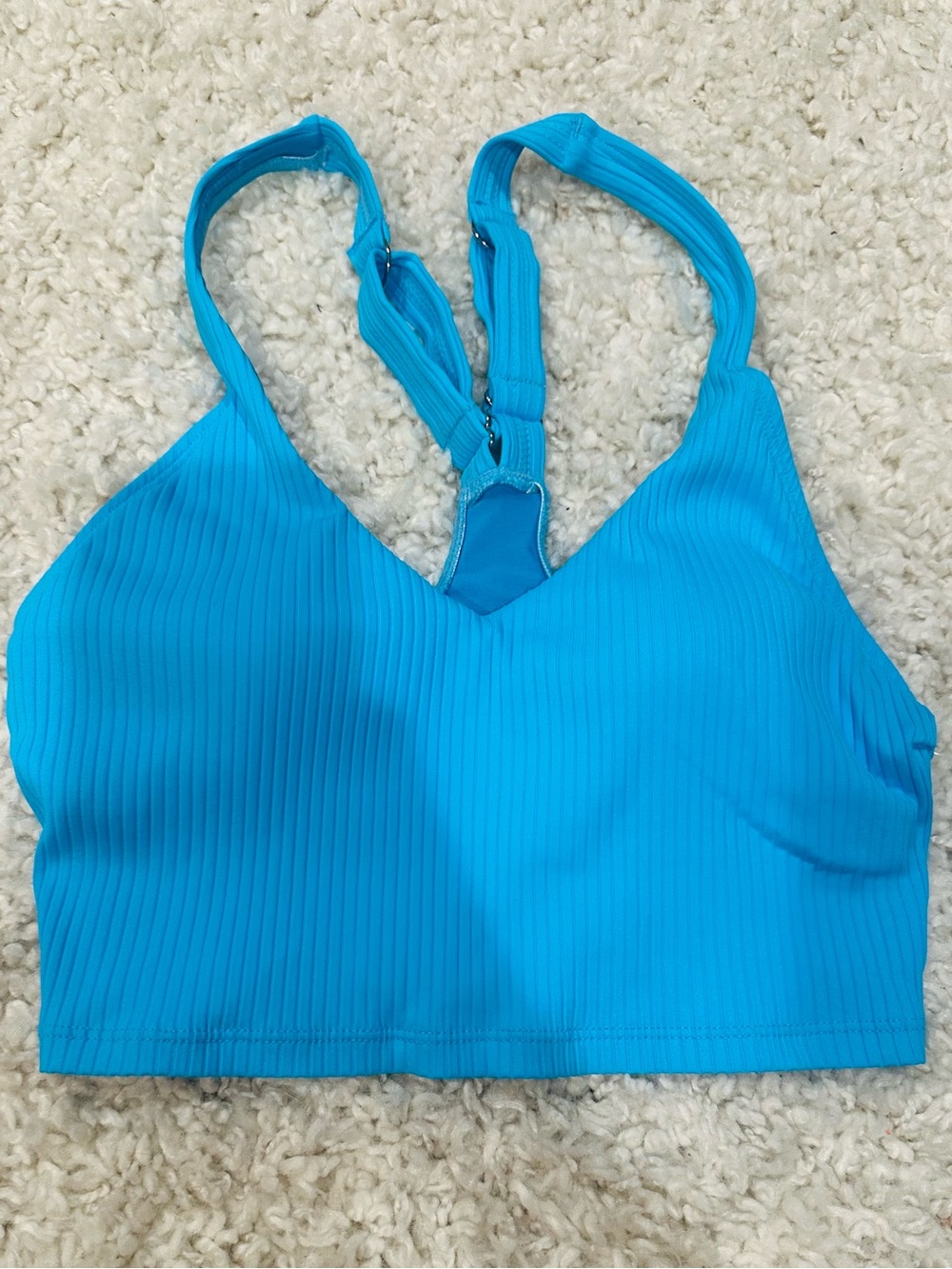 NWT Next by Athena Bright Blue Ribbed Swim Top Athletic look Size Medium-